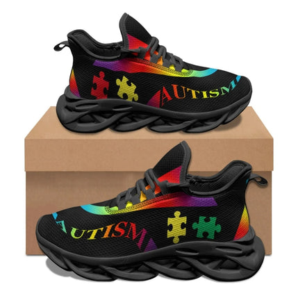 Autism Awareness Patterns Colorful Puzzle Max Soul Shoes Clunky Sneakers