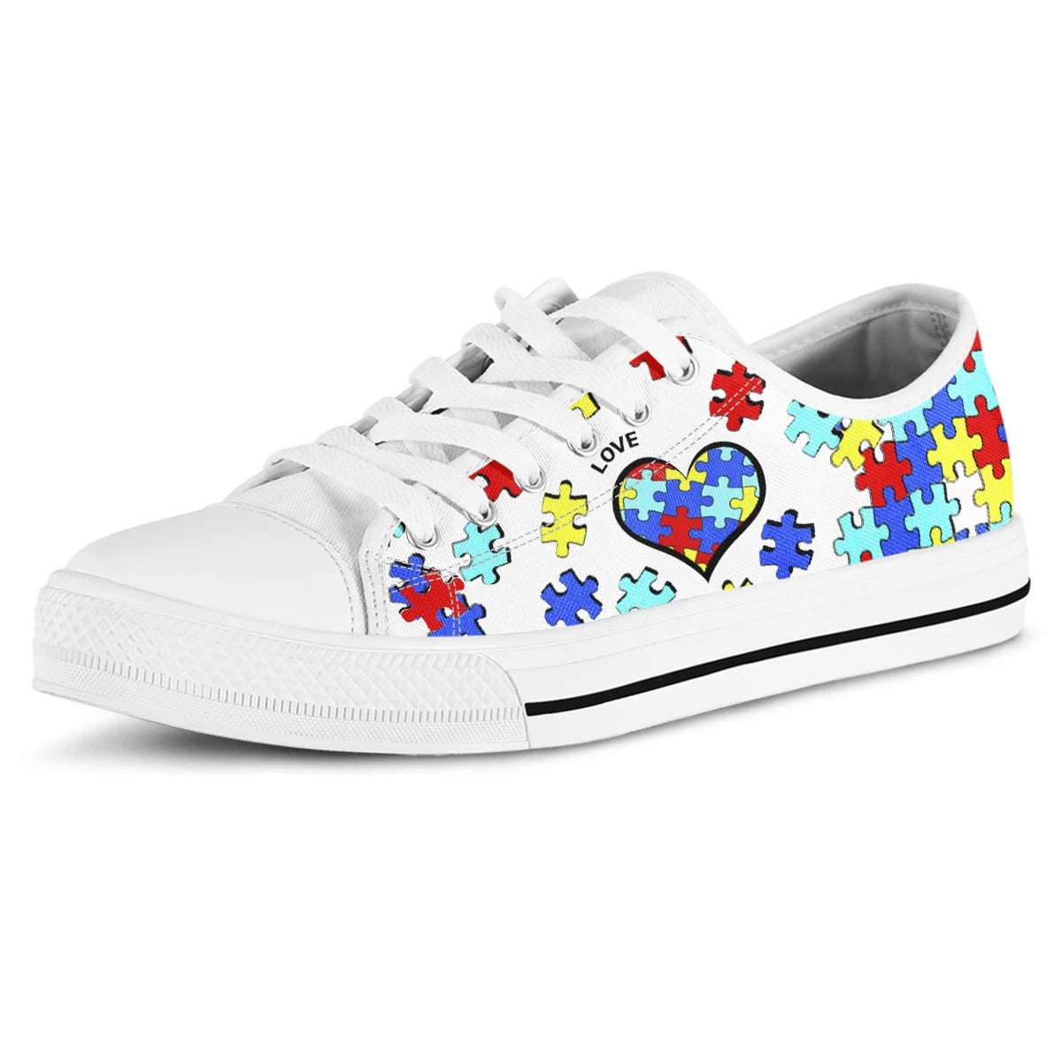 White Heart Sneakers Shoes Autism Mom Autism Awareness