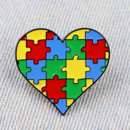 Autism Mom Enamel Pin Rainbow Puzzle Pieces Brooches Lapel Badges Autistic Kids Awareness Jewelry Gift