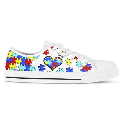 White Heart Sneakers Shoes Autism Mom Autism Awareness