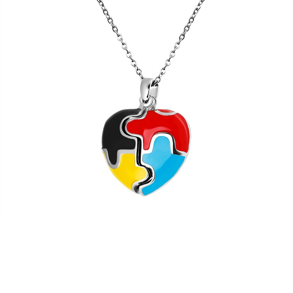 Personalized Photo Puzzle Heart Pendant Autism Necklace