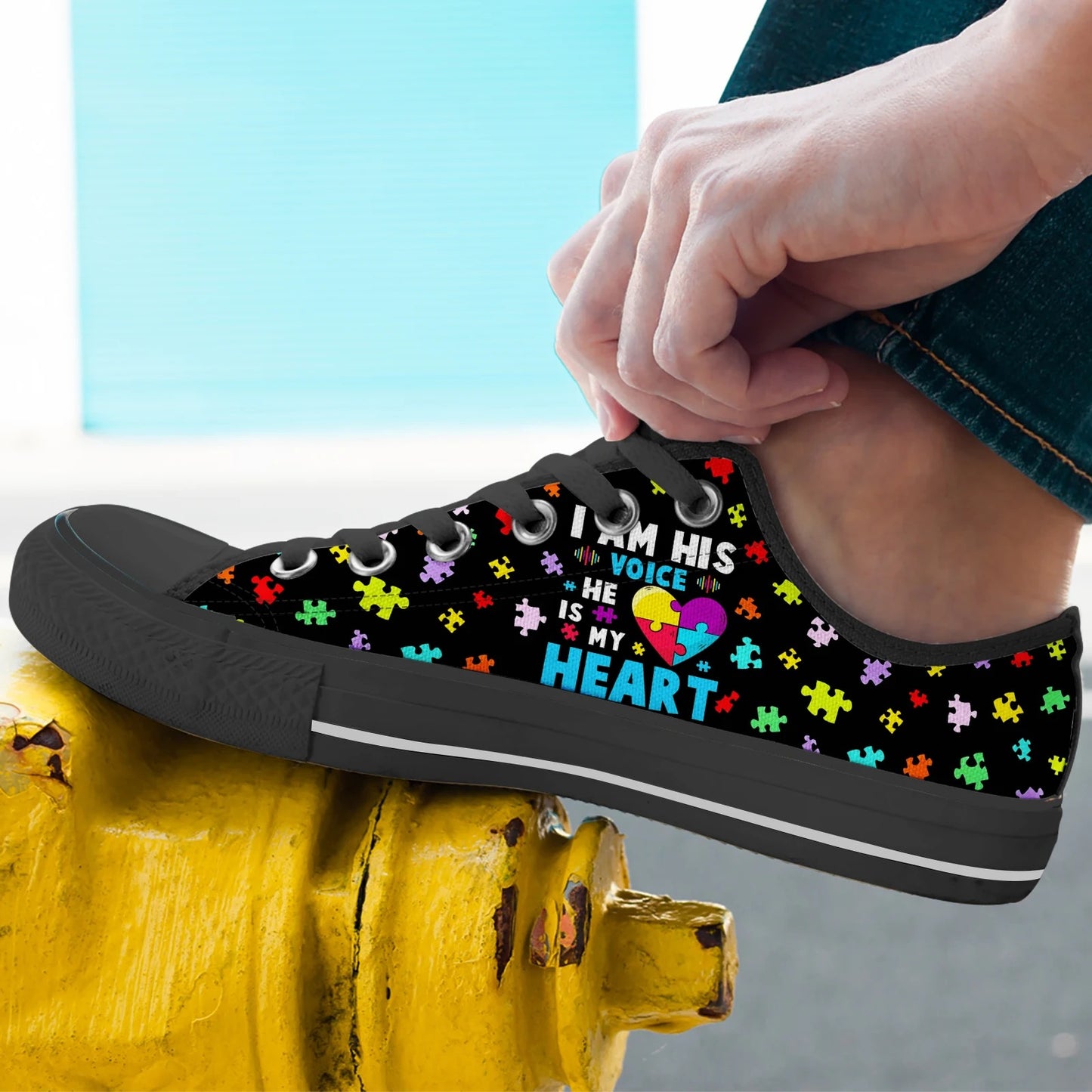 Autism I Am His Voice, He Is My Heart Low Top Shoes Sneakers