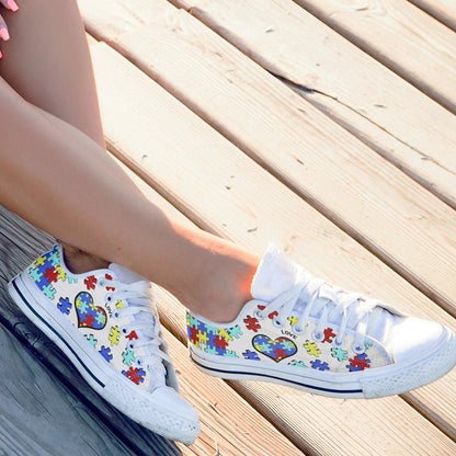 White Heart Sneakers Shoes Autism Mom Autism Awareness