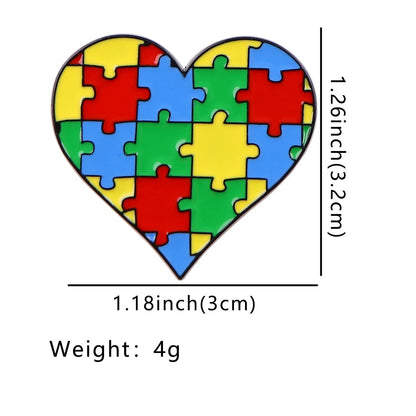 Autism Mom Enamel Pin Rainbow Puzzle Pieces Brooches Lapel Badges Autistic Kids Awareness Jewelry Gift