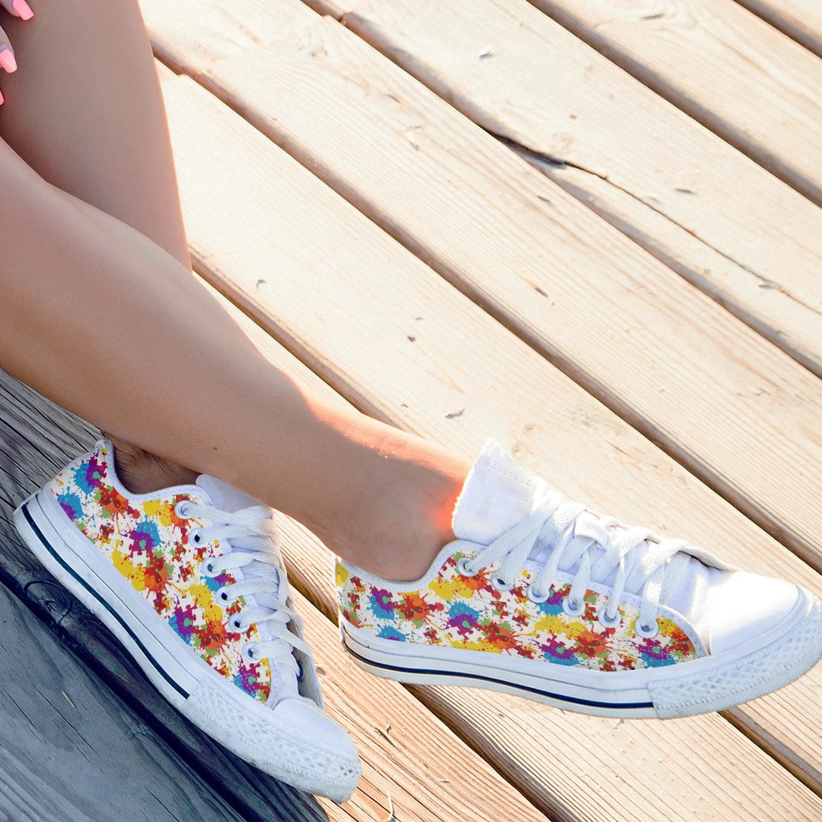 Rainbow Puzzle Autism Awareness Mom Shoes Sneakers