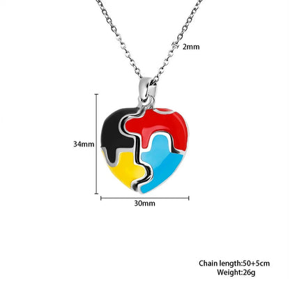 Personalized Photo Puzzle Heart Pendant Autism Necklace