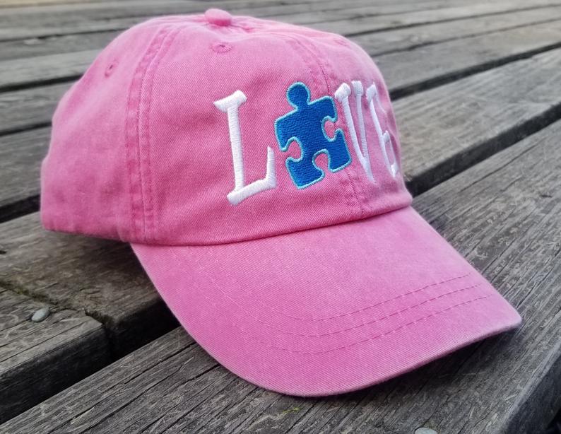 Autism Love Blue Puzzle Piece Embroidered Cap