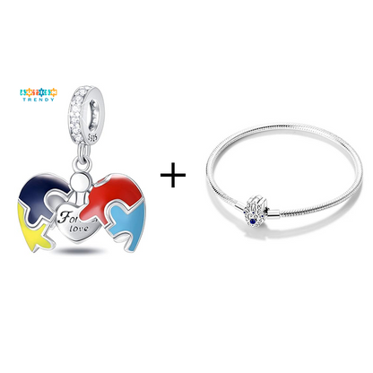 Opened Heart-Shaped Autism Awareness Charms Dangle