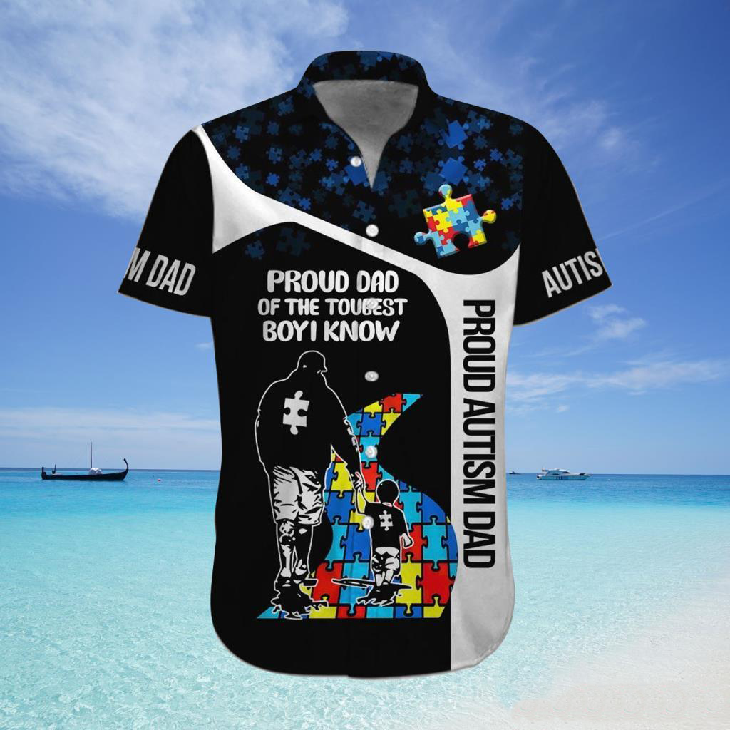 Autism Awareness Proud Dad Of The Toughest Boy Aloha Hawaiian Shirt