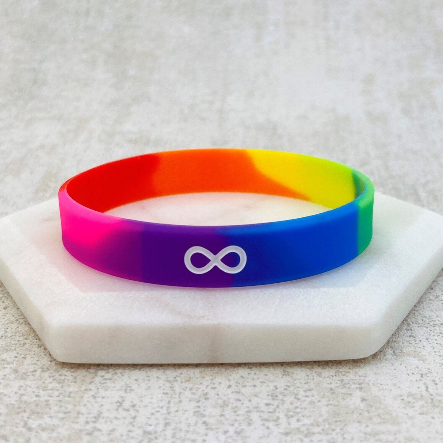 Rainbow Infinity Wristband Autistic Silicone Bracelet Band