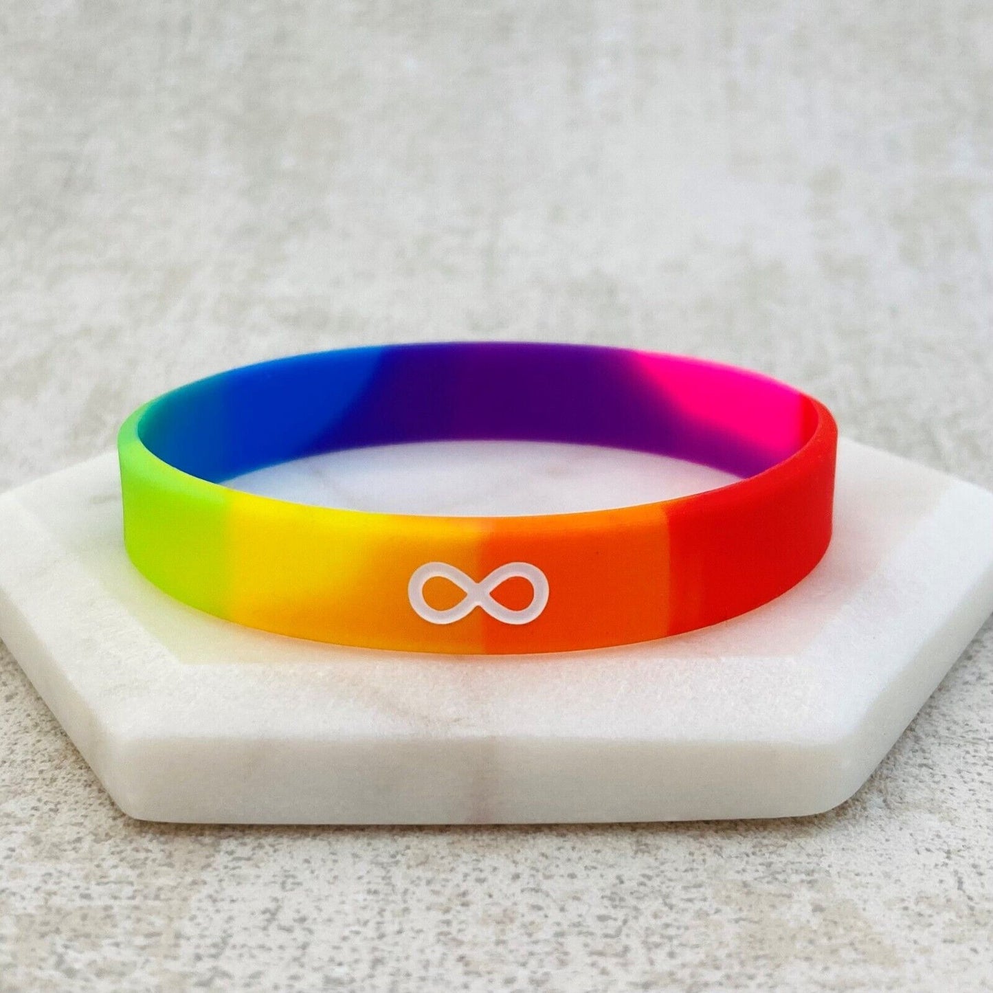 Rainbow Infinity Wristband Autistic Silicone Bracelet Band