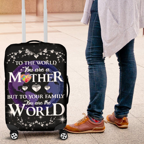 The Mother Of Autistic Children Are The World Print Travel Luggage Cover Washable Elastic Suitcase Protector