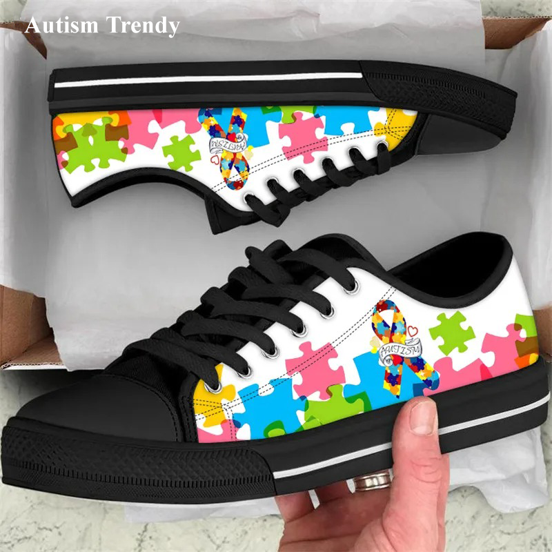 Autism Awareness Low Top Shoes Canvas Flat Shoes Comfort