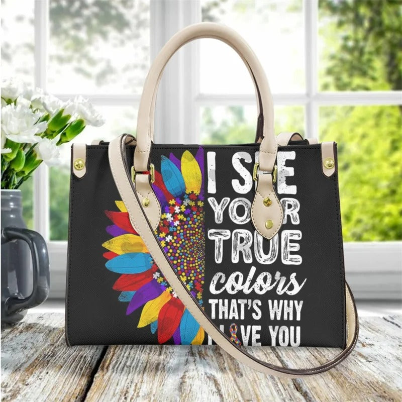 I See Your True Autism Awareness Tote Bag Handbag