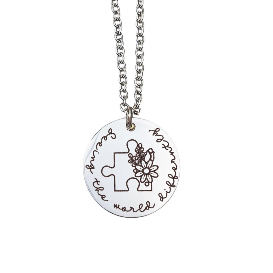 Autism Necklace: Seeing The World Differently Necklace 14k Gold Plated Stainless Steel Handmade Jewelry