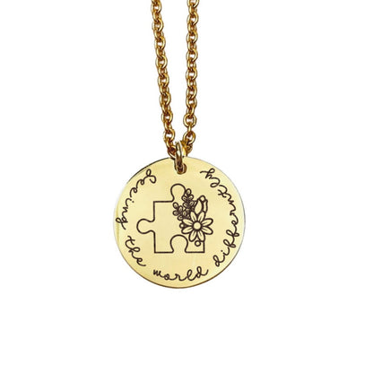 Autism Necklace: Seeing The World Differently Necklace 14k Gold Plated Stainless Steel Handmade Jewelry