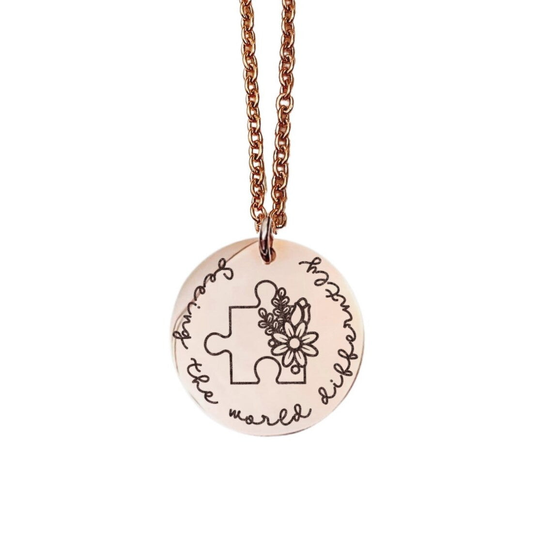 Autism Necklace: Seeing The World Differently Necklace 14k Gold Plated Stainless Steel Handmade Jewelry