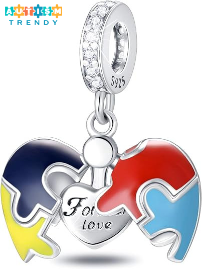 Opened Heart-Shaped Autism Awareness Charms Dangle