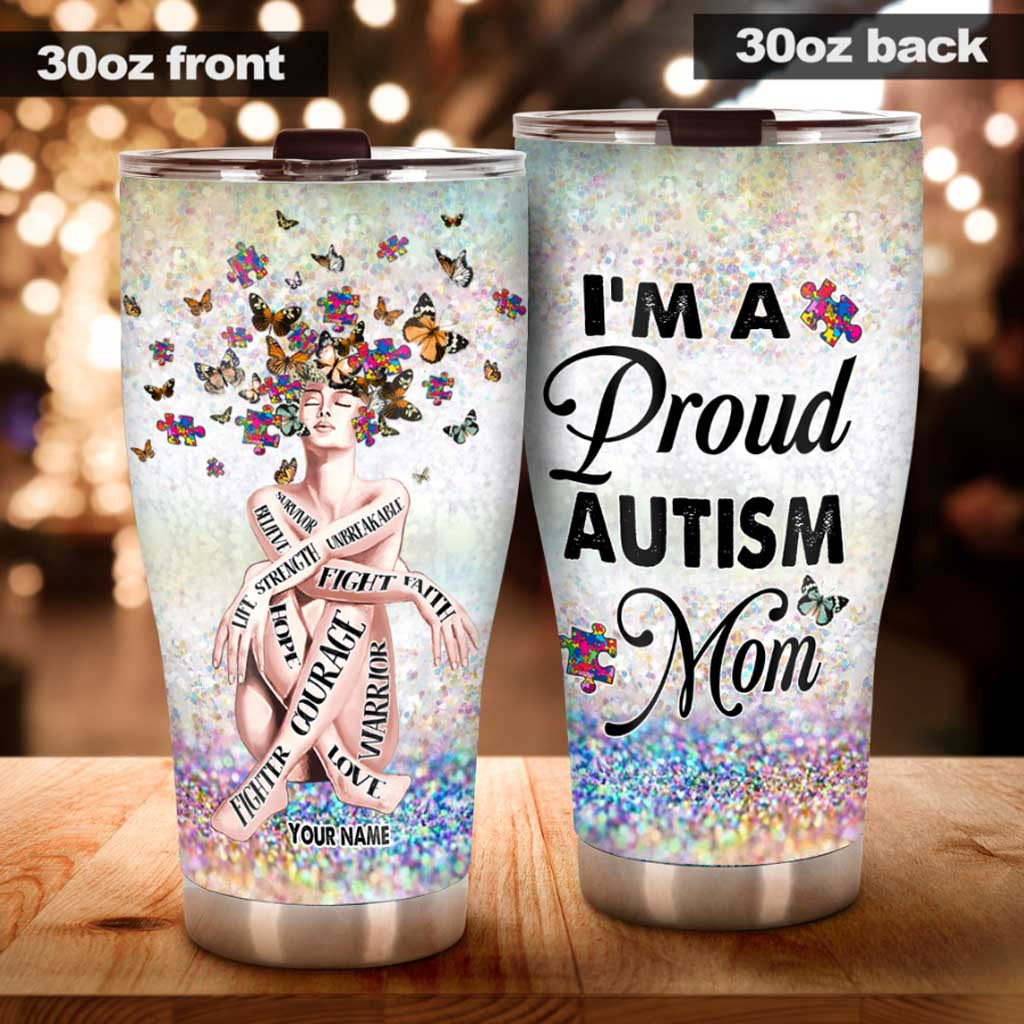 Personalized Tumbler Cup I Am A Proud Autism Mom