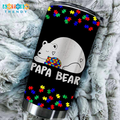 Autism Dad Papa Bear Autism Tumbler Cup