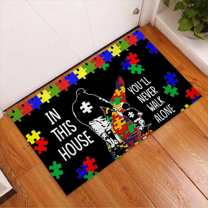 In This House You'll Never Walk Alone Autism Awareness Doormat Autism