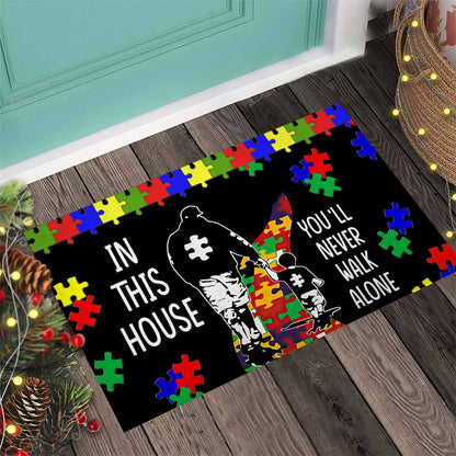 In This House You'll Never Walk Alone Autism Awareness Doormat Autism