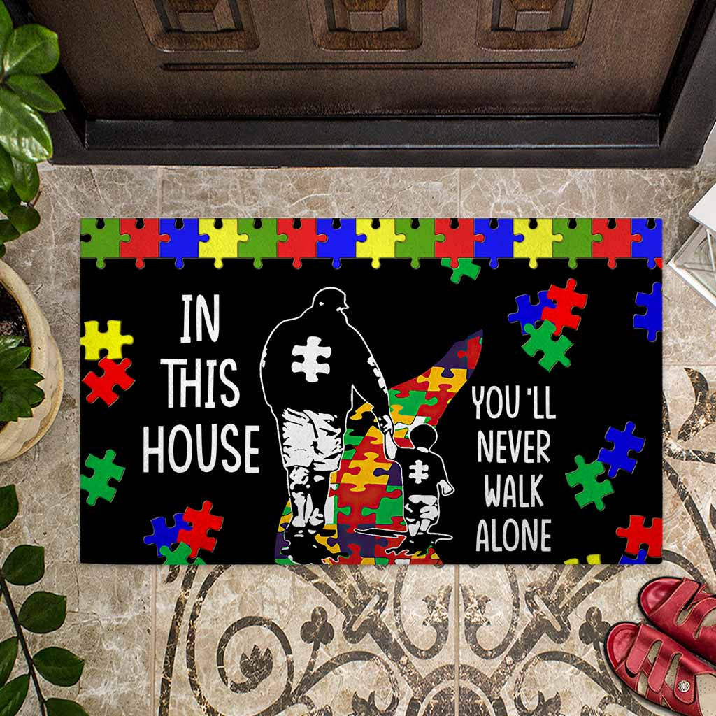 In This House You'll Never Walk Alone Autism Awareness Doormat Autism