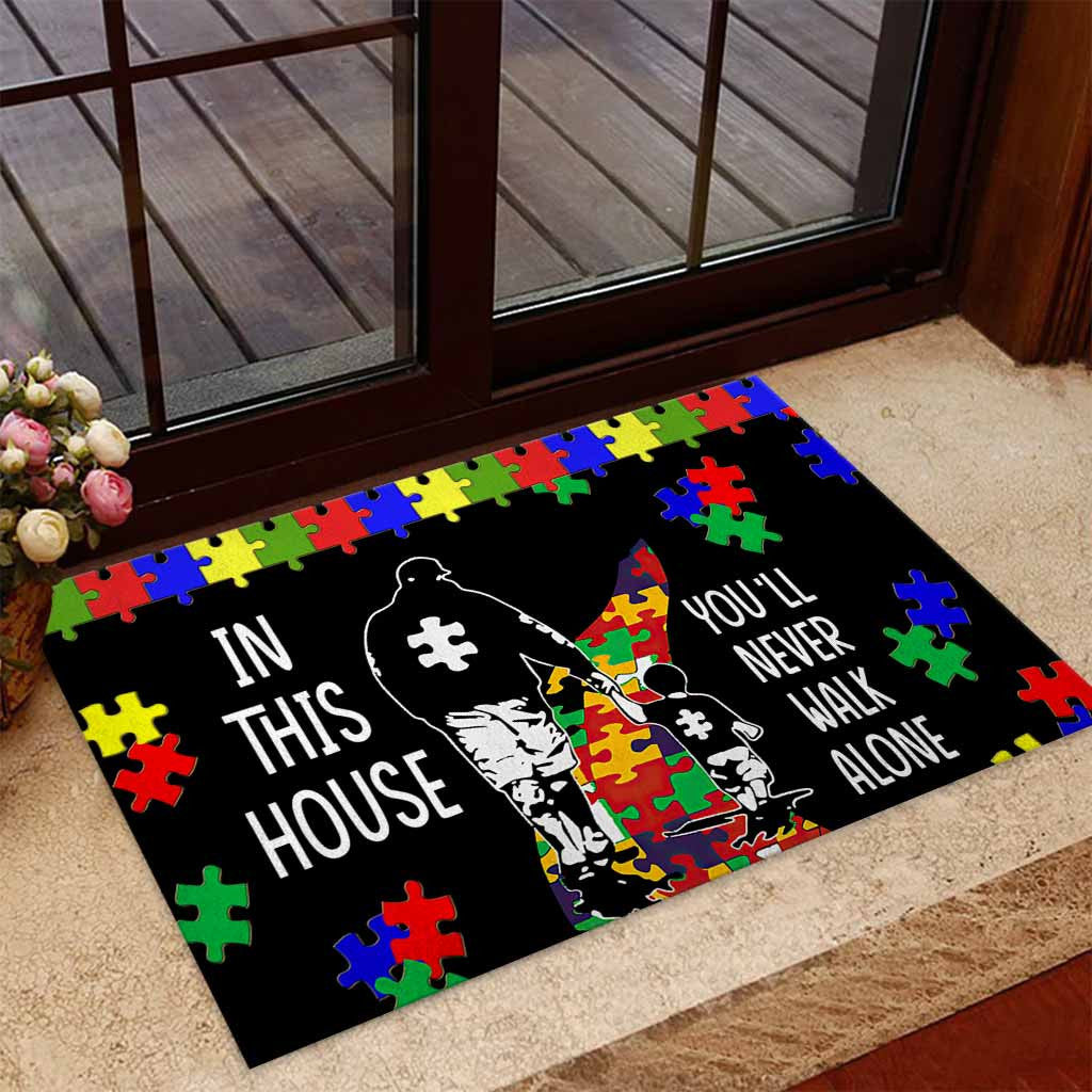 In This House You'll Never Walk Alone Autism Awareness Doormat Autism