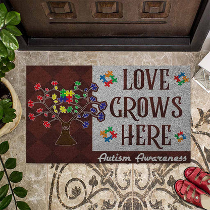 Love Grows Here Autism Awareness Doormat Autism