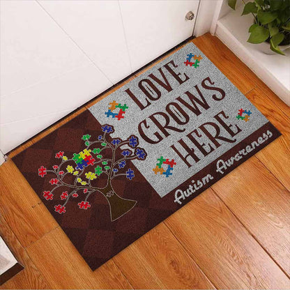 Love Grows Here Autism Awareness Doormat Autism