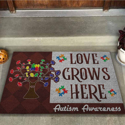 Love Grows Here Autism Awareness Doormat Autism