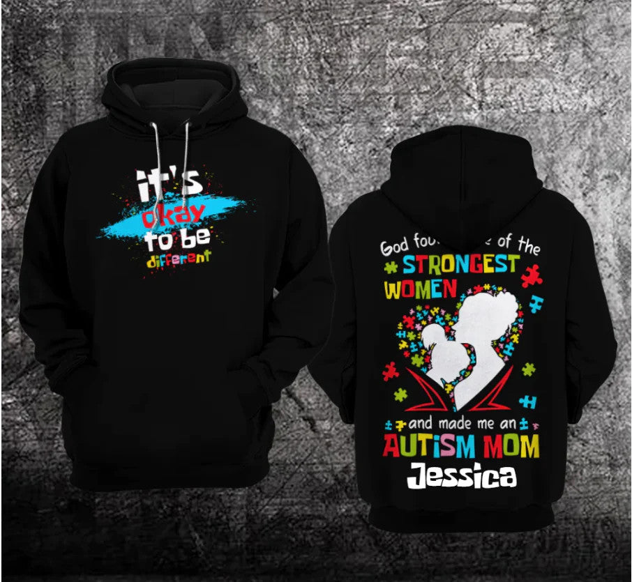 Personalized God Found Some Of The Strongest Woman And Made Me An Autism Mom Unisex Hoodie