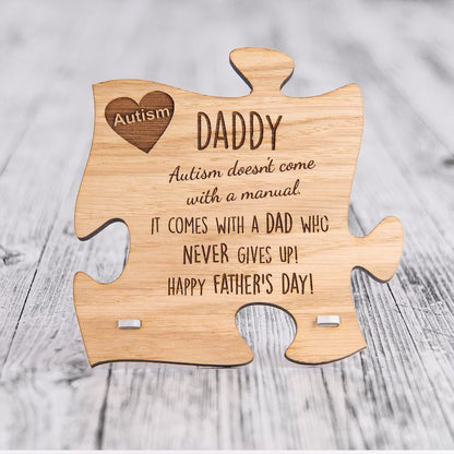 Personalized Autism Fathers Day Plaque Sign Gift Present For Dad Daddy Autistic Child Quote