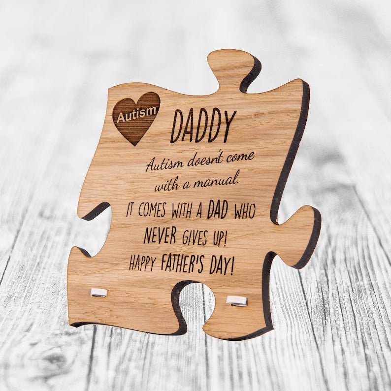 Personalized Autism Fathers Day Plaque Sign Gift Present For Dad Daddy Autistic Child Quote