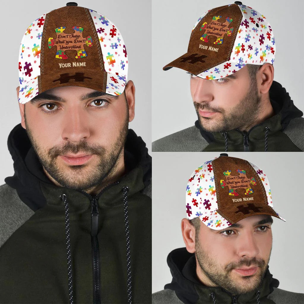 Don't Judge What You Don't Understand Personalized Autism Awareness Cap Autism Hat Autism Awareness