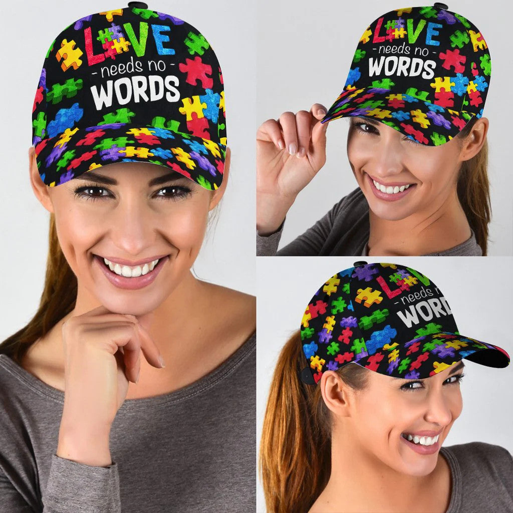 Love Needs No Words Autism Awareness Cap