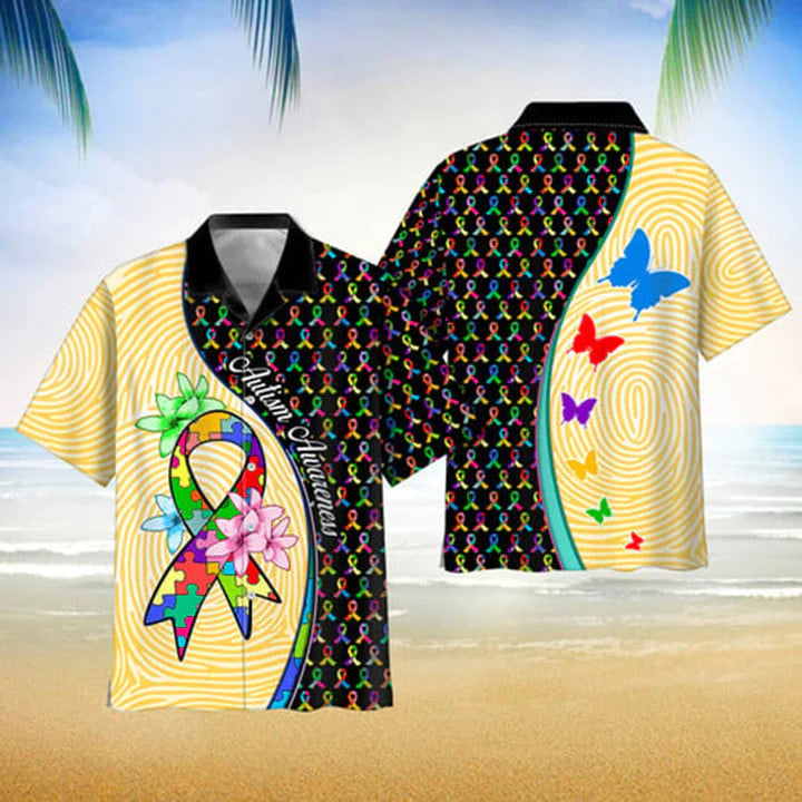 Autism Awareness Unique Pattern Hawaii Shirt New Collection Button Down Short Sleeves Hawaiian Full Print Shirt