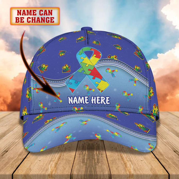 Autism Puzzle - Personalized Name Cap