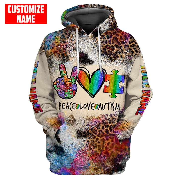 Peace Love Personalized Autism Hoodie And Leggings