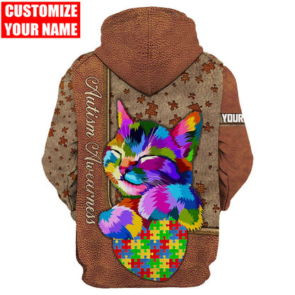 Puzzle Cat Personalized Autism Hoodie And Leggings