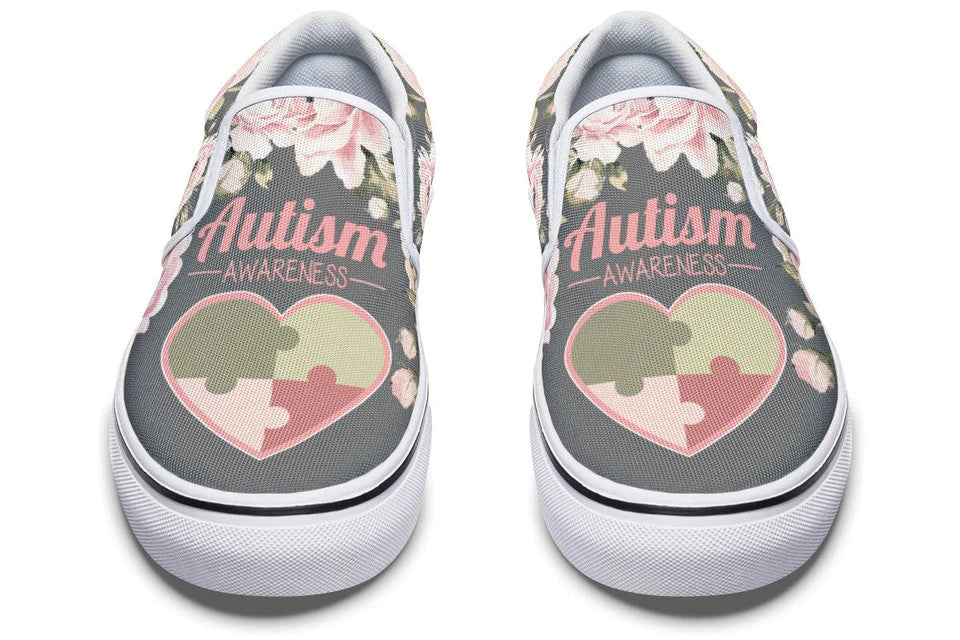 Floral Autism Awareness Slip-on Shoes