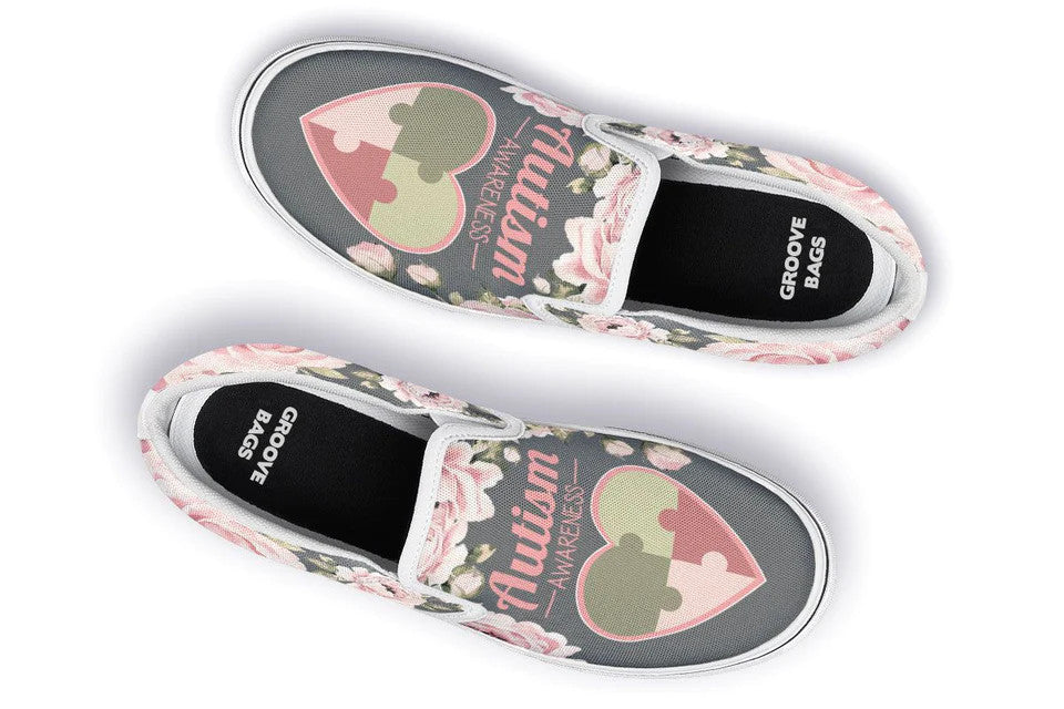 Floral Autism Awareness Slip-on Shoes