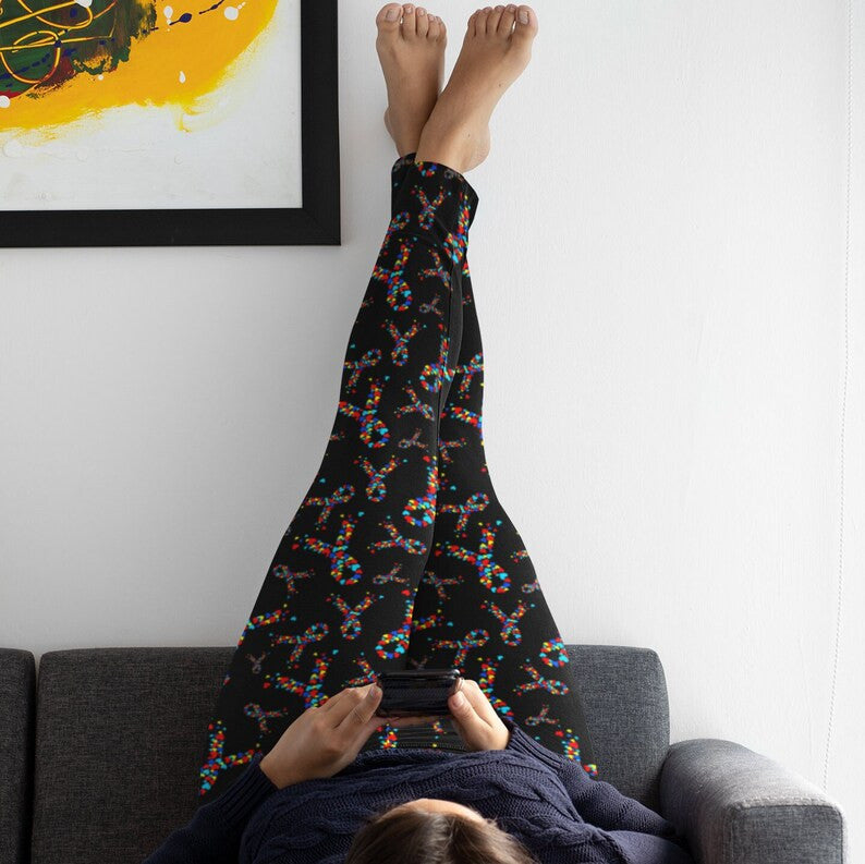 Autism Mom Ribbon Leggings