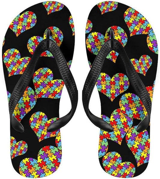 Autism Awareness Heart Flip-Flops