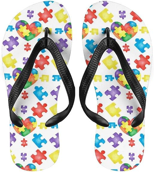 Autism Awareness Puzzle Flip-Flops