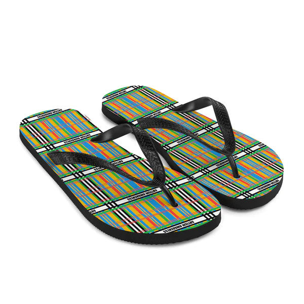 Autism Awareness Tartan Pattern Flip-Flops