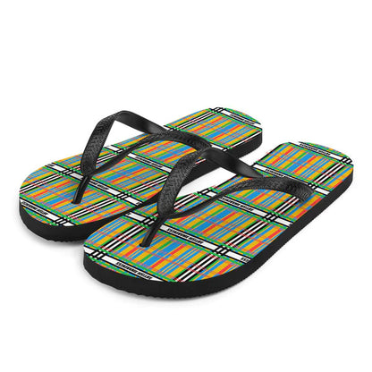 Autism Awareness Tartan Pattern Flip-Flops