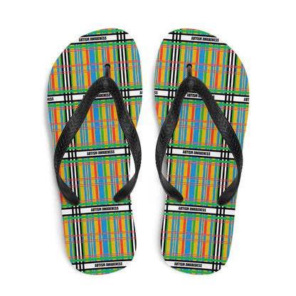 Autism Awareness Tartan Pattern Flip-Flops