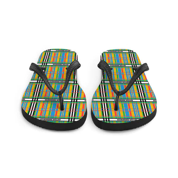 Autism Awareness Tartan Pattern Flip-Flops