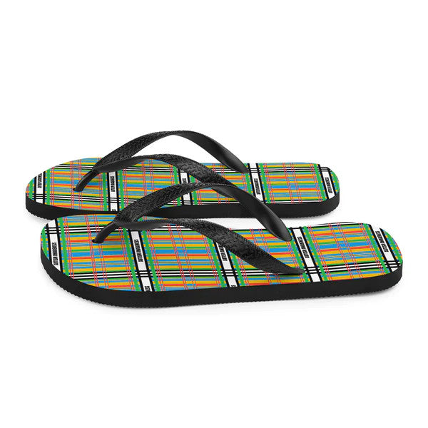 Autism Awareness Tartan Pattern Flip-Flops